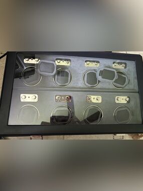 WOLF Black Watch Winder Display Case with Glass Top